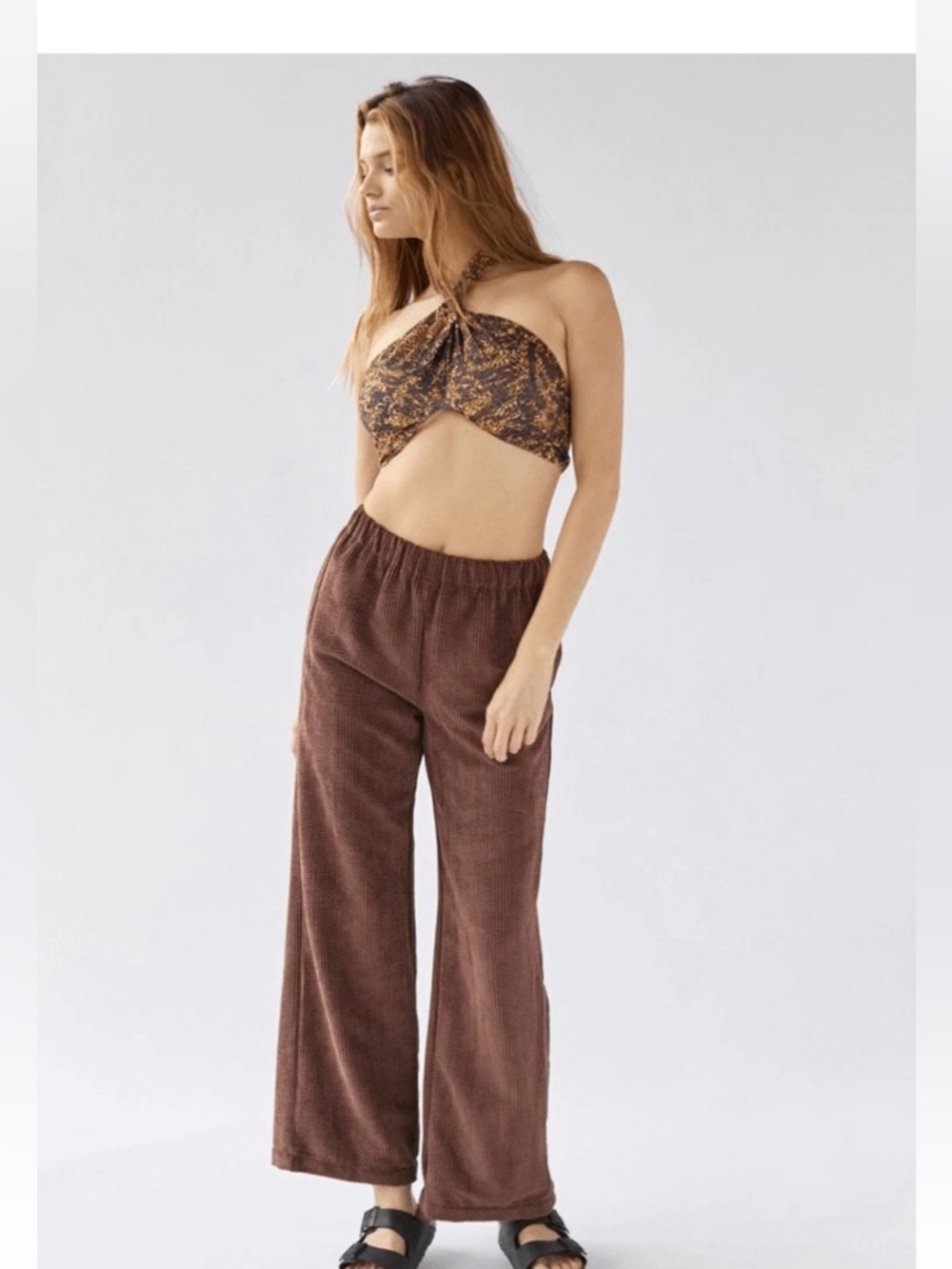 NWOT Out From Under animal print halter bra top, Size Small